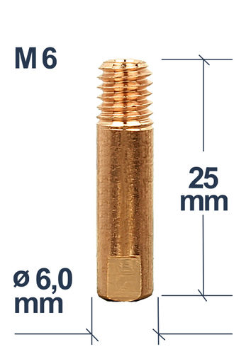 Stromdüse E-Cu 6mm, M6x25 ø1,2