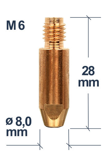 Stromdüse E-Cu 8mm, M6x28 ø1,0