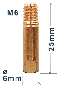 Stromdüse CuCrZr 6mm, M6x25 ø0,8
