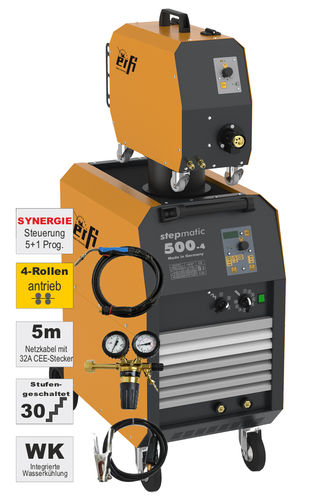 Erfi MIG-MAG Schweißgerät stepmatic 500W-mit Koffer & Schlauchpaket 4m, Massekabel, Druckminderer