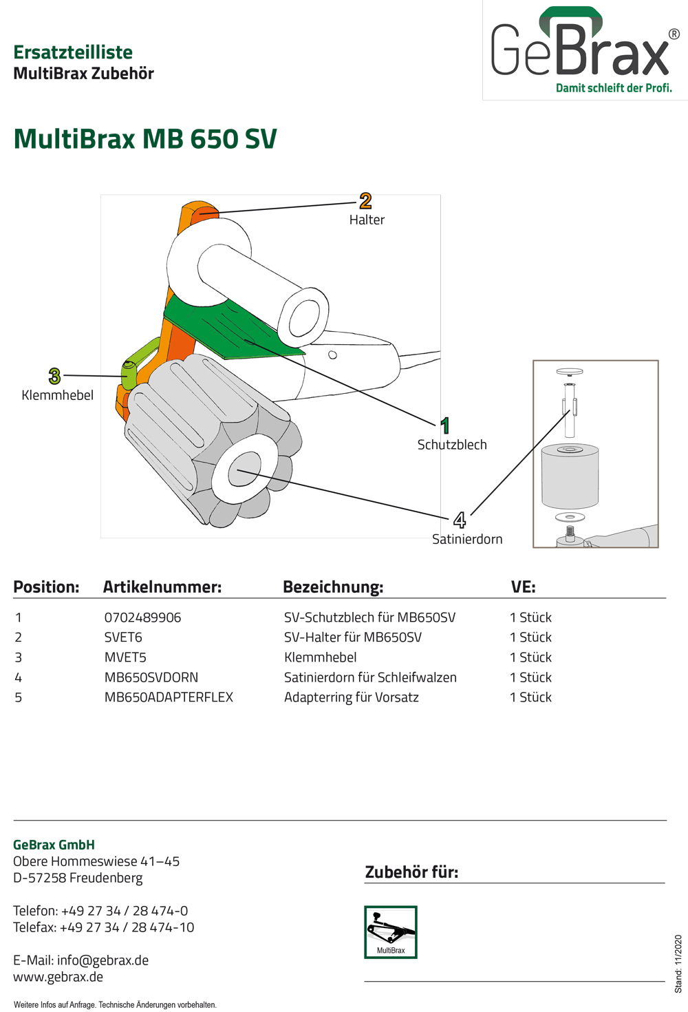 MultiBrax® MB 650 SV Starter Kit für Satinier-Vorsatz 